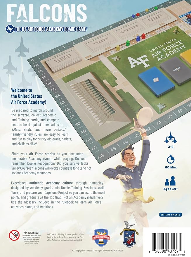Falcons: The U.S. Air Force Academy Board Game | Officially Licensed Family Board Game | Ages 14+ | for 2 to 4 Players | Average Playtime 60 Minutes | Made by Trophy Point Games