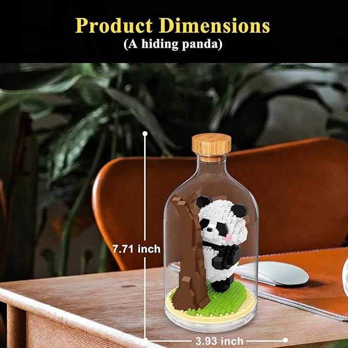 Creative Panda Toy Building SetAdult Mini Animal Friend SetParty Favors Gift for FriendsAnimal Lover Office Home Decor Building Block KitNew Year Easter Birthday Gift for Family(Hiding)