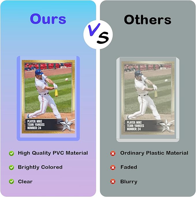 260pt 3x4 Hard Card Sleeves - 25Pcs Hard Plastic Top Loader Card Sleeves for Trading Cards Fit for Thick Baseball Basketball Hockey Football Games and Memorbilia Cards