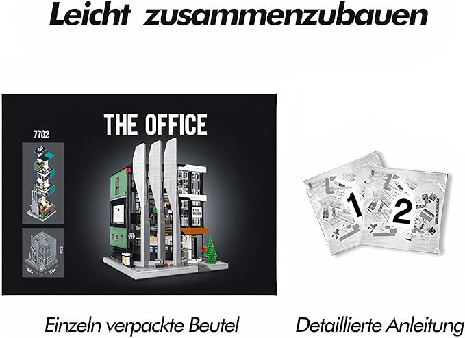City Office Building Block Kit with Light-Up Kit Modern Office Tower Construction Set Modular Buildings Sets for Adult Toy for Adults and Teens 3828pcs