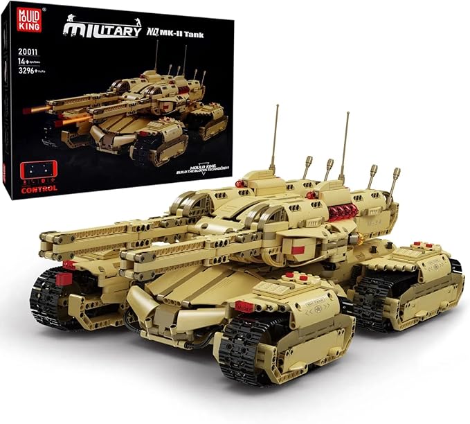 Mould King 20011 Technology MOC Building Block Tank Remote Control Rechargeable Military Mammoth Tank RC Tank Model Kits for Adult 3296 Pieces