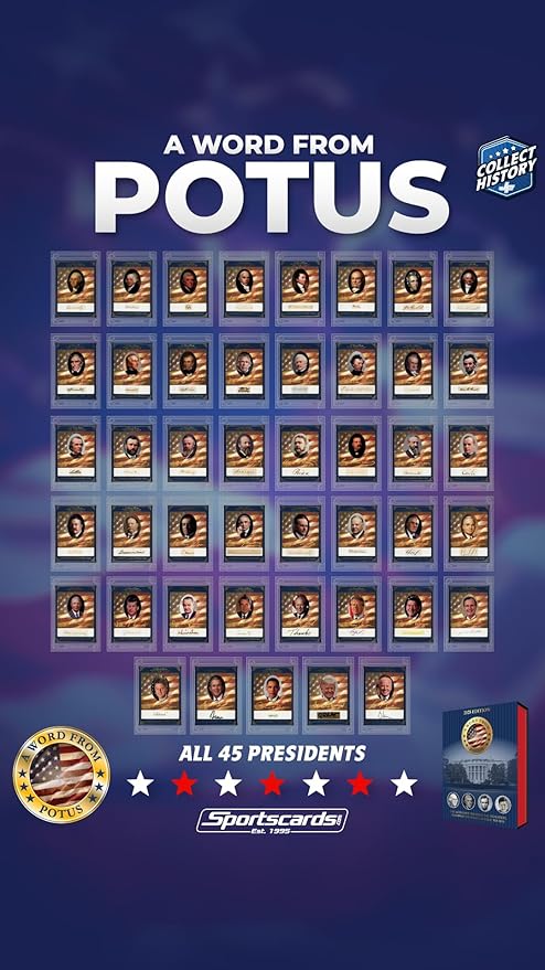 2025 A Word from The President POTUS Trading Card Box 1 Autograph or 1 Relic Per Box (Bush Clinton Donald Trump Joe Biden Obama)