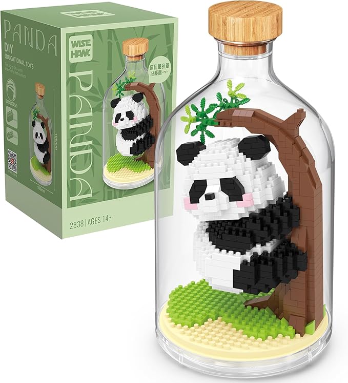 Creative Panda Toy Building SetAdult Mini Animal Friend SetParty Favors Gift for FriendsAnimal Lovers Office Home Decor Building BlockNew Year Easter Birthday Gift for Family(Climbing)