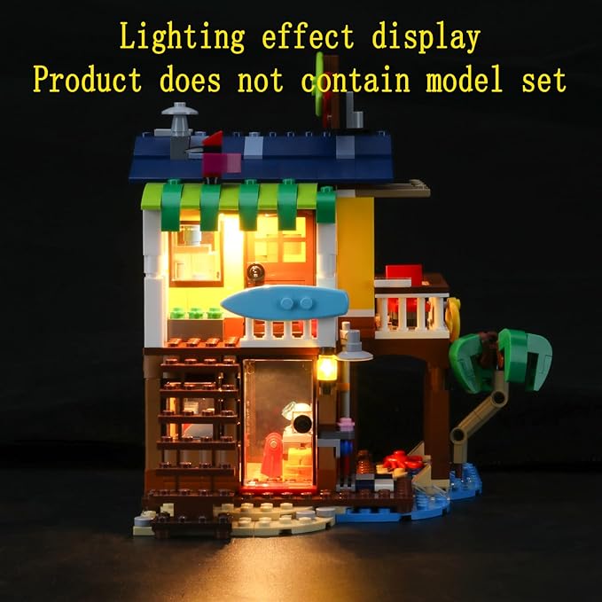 LED Light Kit Compatible with Lego Surfer Beach House - Lighting Set for Creator 31118 Building Model (Model Set Not Included)