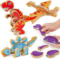 Coogam Dinosaur Snap Together Building Toys Wooden Take Apart Dinosaur Playset STEM Montessori Educational Fine Motor Skill Toy Gift for 3 4 5 Years Old Kids