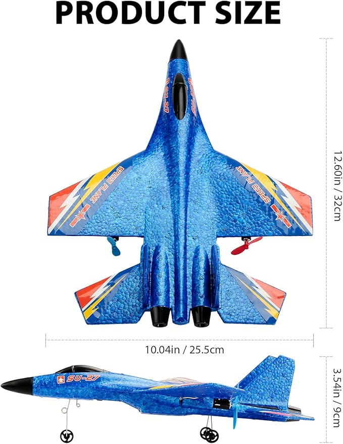 SU27 RC Fighter Plane Beginner Friendly RC Airplane 6-Axis Auto-Stabilizer Remote Control Glider Aircraft Ready to Fly Crash Resistant 2 Batteries