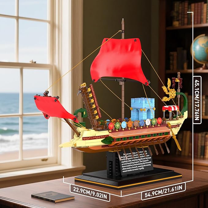 Mould King Ship Model Building Sets Collectible Display Vintage Ship Toys for Adults 10156 Classic Creative Ancient Roman Warship Model Christmas Birthday Gifts for Teens 14+ (1466 Pcs)