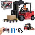 Remote Control Forklift 11 Channel 2 in 1 RC Forklift Transform Lift Fork &amp Hook 2.4Ghz RC Construction Vehicle Toy with Lights Sound Spray Function for Kids Adults