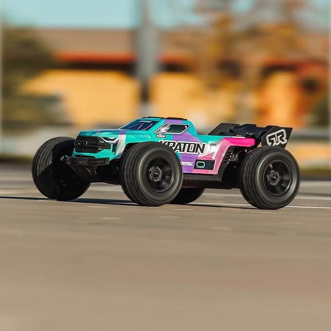 ARRMA 1/16 Mini Kraton 3S DSC 4X4 RTR Brushless Speed Truck (3S Battery &amp Charger Included) Teal/Pink ARA2508ST2