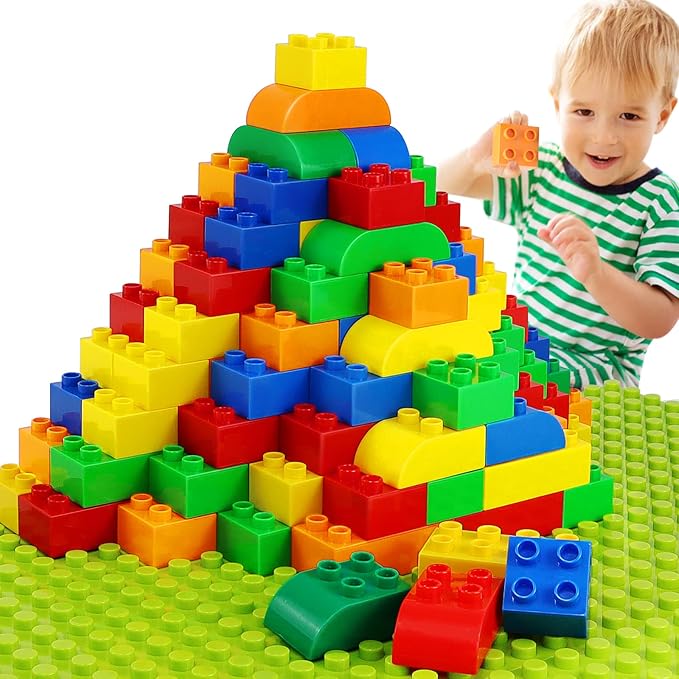 Building Blocks for Toddlers 2-5 Including a Baseplate 150 Piece Big Building Blocks for Kids Block and Bricks Set Educational Toys for Children Boys Girls All Ages Compatible with All Major Brands