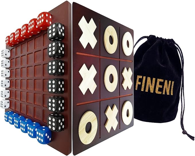 Dual Sides Battle &amp TicTacToe - Wooden Coffee Table Game for 2-4 Players
