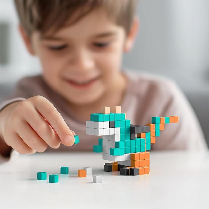 PIXIO Manga - Tiny Magnetic Blocks Building Toy in The Pixel Art Style with Free App - 5/16 Plastic Cubes with 6 Magnets Inside - Open Ended Toy - Creativity kit for Ages 6+