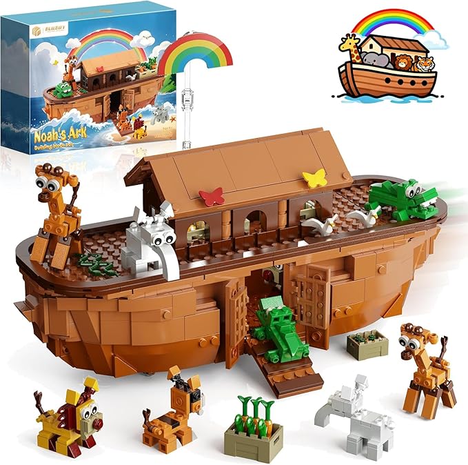 Noah's Ark Building Blocks Set - 845 PCS Deluxe Bible Story Model Kit for Adults Boys &amp Girls Interactive Religious Construction Toy Ideal Christian Gift for Birthday Baptism &amp Easter