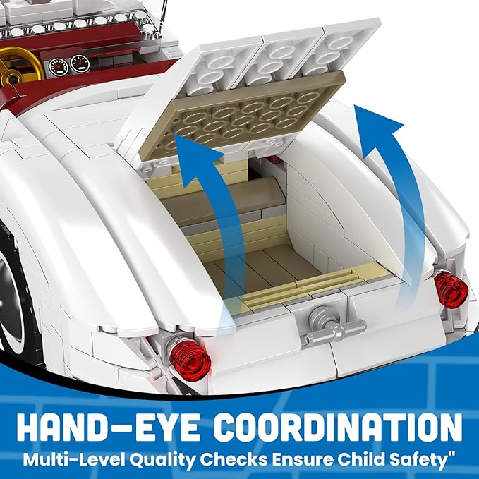Mould King 10236 Vintage Roadster Building Set Collectible Adult Convertible Sports Car Model 1302 Pieces Desk Decor Display Vehicle Kit for Men and Hobbyists Ages 14+ ﻿