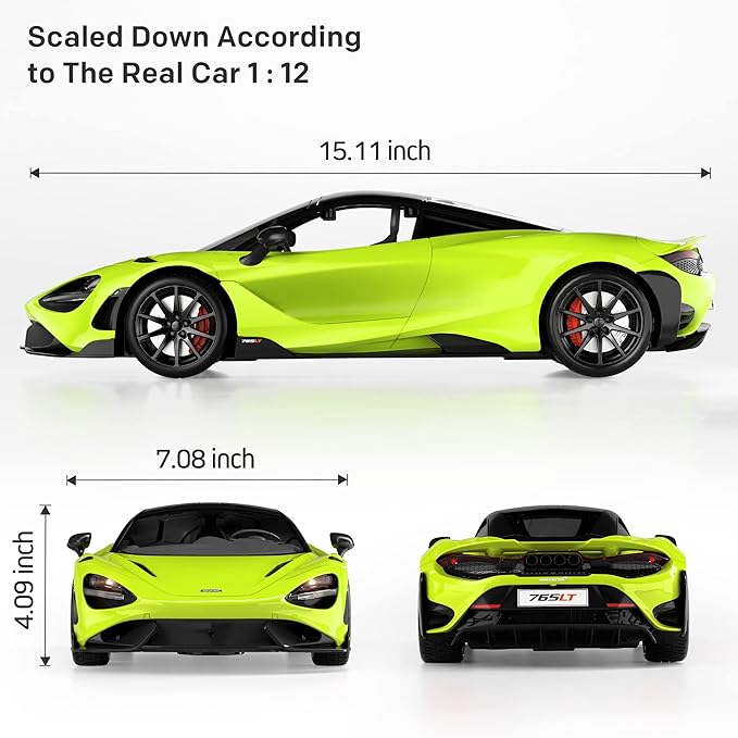 MIEBELY Remote Control Car McLaren Rc Cars Officially Licensed 1/12 Scale 7.4V 900mAh Toy Car with 12km/h Fast Model Car Headlight for Adults Kids Boys Age 6-12 Year Birthday Ideas Gift Green