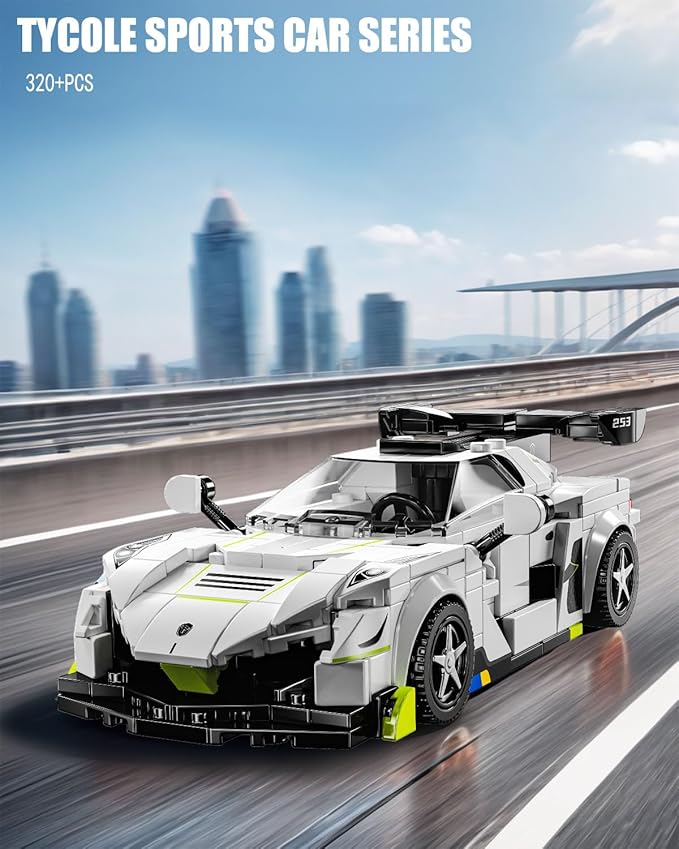 Technic Sports Cars Building Block Set with Display Case Speed Race Car Building Toys Collectible Model Cars for Home Decor Christmas Birthday Gift for Adults and Kids 6 and up (320+pcs)