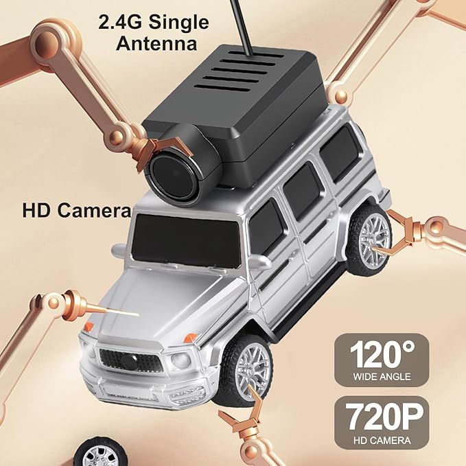 WLtoys Mini RC Car 1:64 Scale FPV RC Drift Car with 720P HD Camera 2.4GHz WiFi App Control with Gyro Mini Racing Toys for Teens and Adults (Sliver)