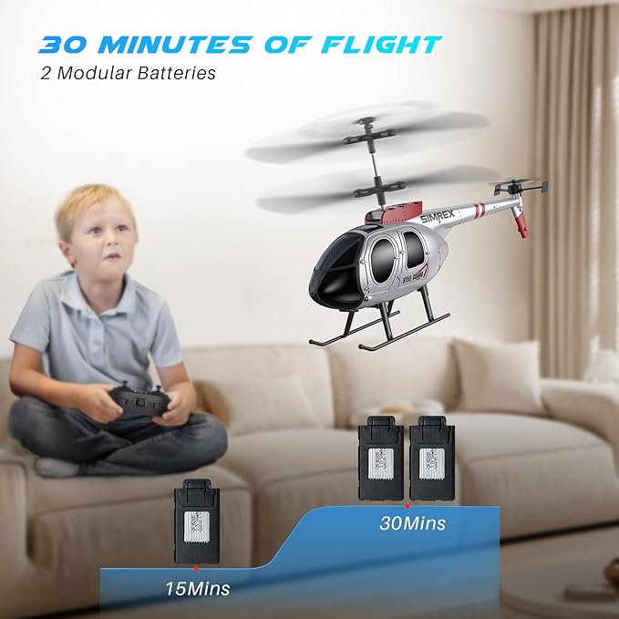 SIMREX RC HelicopterRemote Control Helicopter Toy for Kids &amp Beginners Altitude Hold 2 Speeds2 Batteries Gift for Kids Boys Girls
