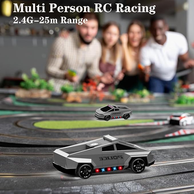 RC Remote Control Car Cybertruck Toy Police Car Toy 2.4GHz LED Lights 2 Rechargeable Batteries Ideal Gift for Boys Girls Ages 3+ Years