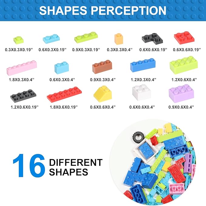 1000 Pieces Building Bricks Classic Building Bulk Blocks for Kids with 12pcs Wheels Accessories Windows Doors 2 Packs Studs Sticky Plate Compatible with All Major Brands Gfits for Kids