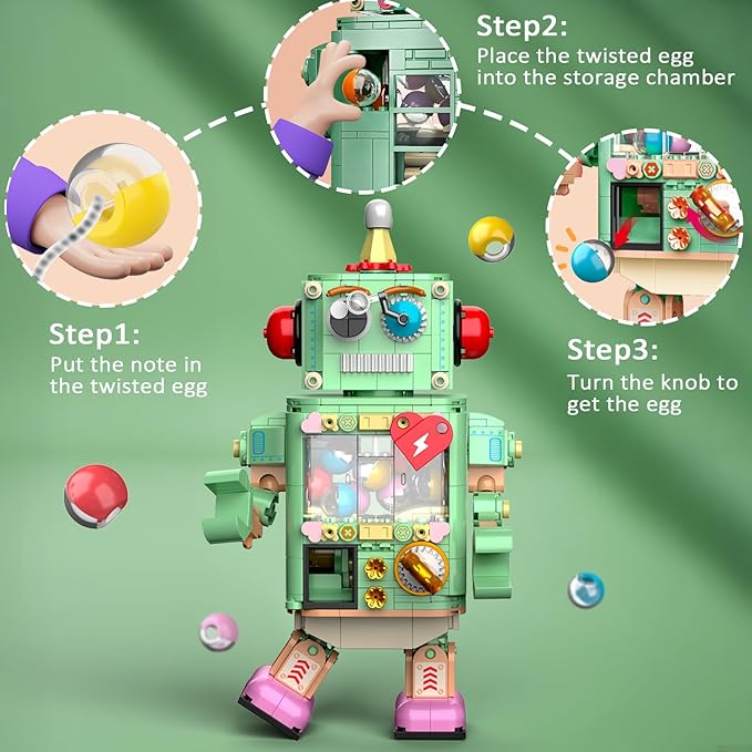 Articulated Robot Building Set with Functional Capsule Vending Machine 617-Piece Interactive Desk Toy &amp Creative Gift for Teens Birthday and Adults Valentine's Day