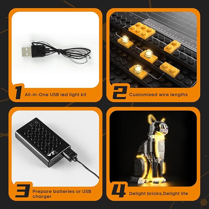 LIGHTAILING Light for Lego-21349 Tuxedo Cat - Led Lighting Kit Compatible with Lego Building Blocks Model - NOT Included The Model Set