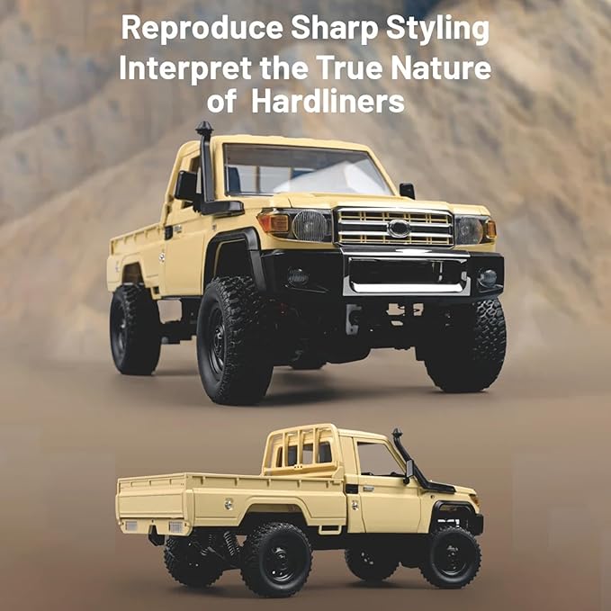 RC Truck 1/12 RC Rock Crawler MN-82 4x4 Off Road RC Pickup Truck 2.4GHz Proportional Throttle Steering All Terrain Remote Control Car RTR with Headlights and 2 Batteries for Adults (Yellow)