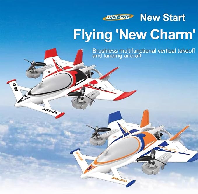 QIDI 570 RC Airplane 2.4Gh 6CH RC Glider Fixed Wing Aircraft 3 Flight Models Brushless RC Helicopters Vertical Takeoff RC Glider (Blue)