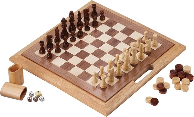 Mainstreet Classics by GLD Products Dutchman 3-in-1 Combo Folding Board Game SetBrown11-15 inches55-0202