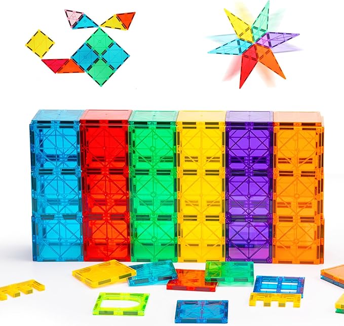 Gemmicc Magnetic Tiles Deluxe 136 PCS Building Blocks Magnet Toys for Kids3D Magnet Puzzles Stacking Blocks for Boys GirlsHuge Set with 2 Cars