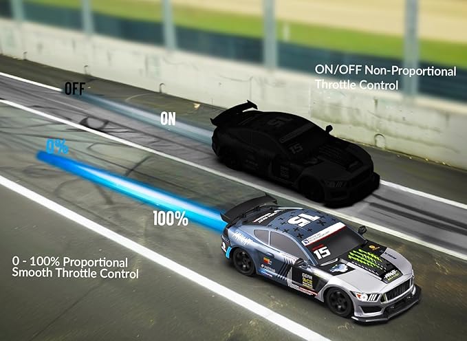 RACENT 1:16 RC Drift Car 2.4Ghz 4WD 18KM/H Remote Control Car with Spray Mist Racing and Drifting Wheels LED Light 2 Batteries Sport Model Toys Vehicle for Kids Boys Adults