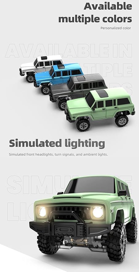 SNICLO 1:64 Mini 4WD RC Off-Road Car 2.4G Full Proportional Control Metal Driveshaft Multi-Link Chassis Independent Suspension RTR Electric Climbing Vehicle(Grey/RTR Cam Version)