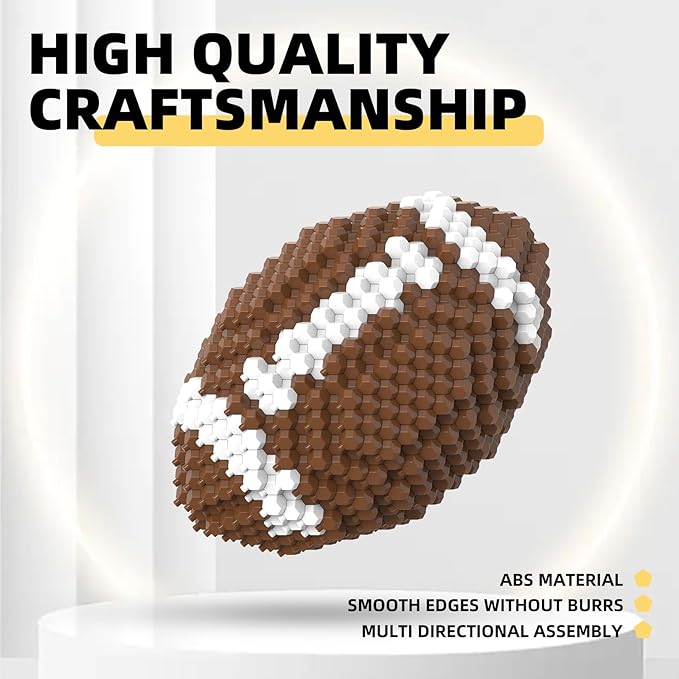 Football Block Set Adults challenging STEM Block Decoration Miniature 3D Educational Toys for 14 15 16 Years and Above (399 Pieces)