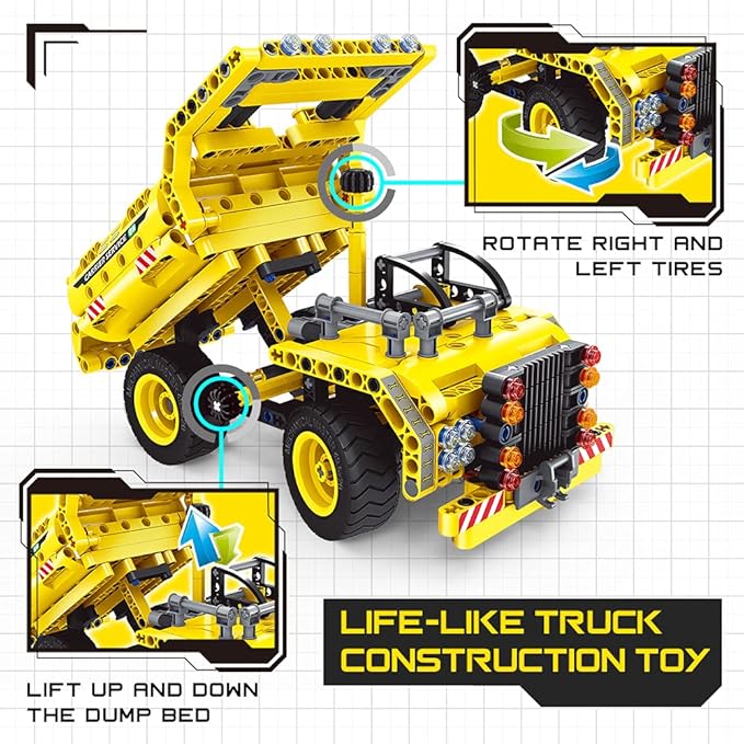 STEM / Building Toy for Ages 5 6 7 8 9 10 11 12 Years Old Kid Boy Girl - 2-in-1 Truck Airplane Take Apart Toy 361 Pcs DIY Building Kit Learning Engineering Construction Toy Ideal Gift