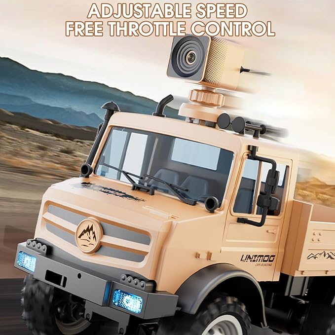 1:16 Scale Remote Control Trucks 2.4GHz RC Car with 720P Camera 20km/h High Speed Full Scale RC Rock Crawler Rear Drive Climbing Car Dual-Mode Remote Control for Teen Adults