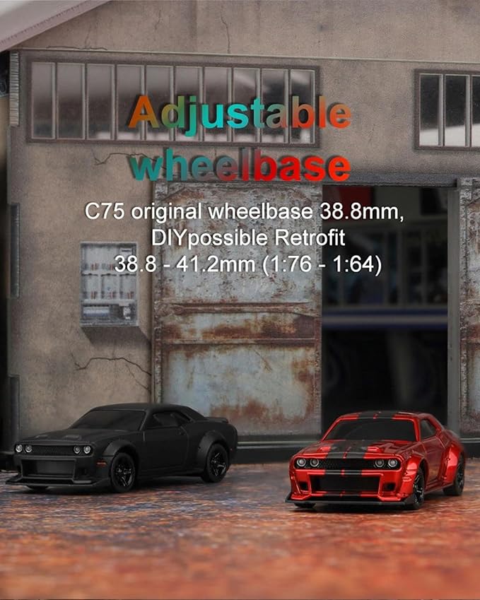 Turbo Racing 1:76 Scale RC Sport Car Table Racing 2.4GHZ Remote Control Mini Model Car with Full Proportional RTR for Adults Toys (C75-Black)