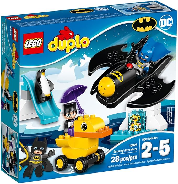 LEGO DUPLO DC Comics Super Heroes Batman Batwing Adventure 10823 Preschool Pre-Kindergarten Large Building Block Toys for Toddlers