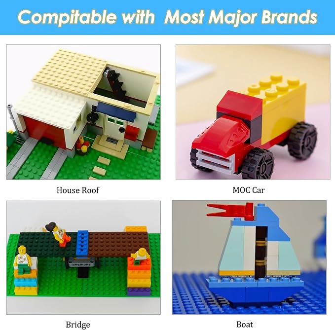130 Pieces Classic Building Plate 3 Color with 11 Size Building Plate Base Plate Compatible with Lego Parts and Pieces for Most Brands (White Yellow Orange)