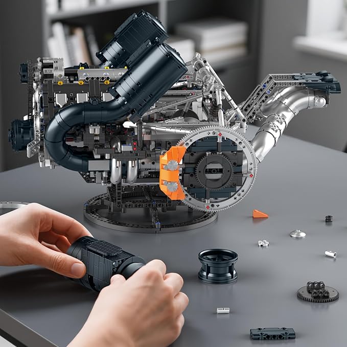 Mould King 10248 V8 Engine Model That Works Build Your Own Cars Combustion Battery/Motor Blocks Sets for Adults 14+ STEM Toy Gift for Display Collection(3192 Pcs)