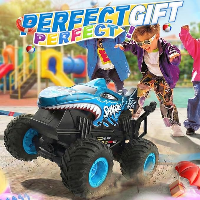 BEZGAR Monster Truck Toys Remote Control Monster Truck with Dancing Spins Lights &amp Music 1:20 Remote Control Car for Boys 4-7 5 6 7 8 9 10 +Year Old Boys Birthday Gifts (Blue)
