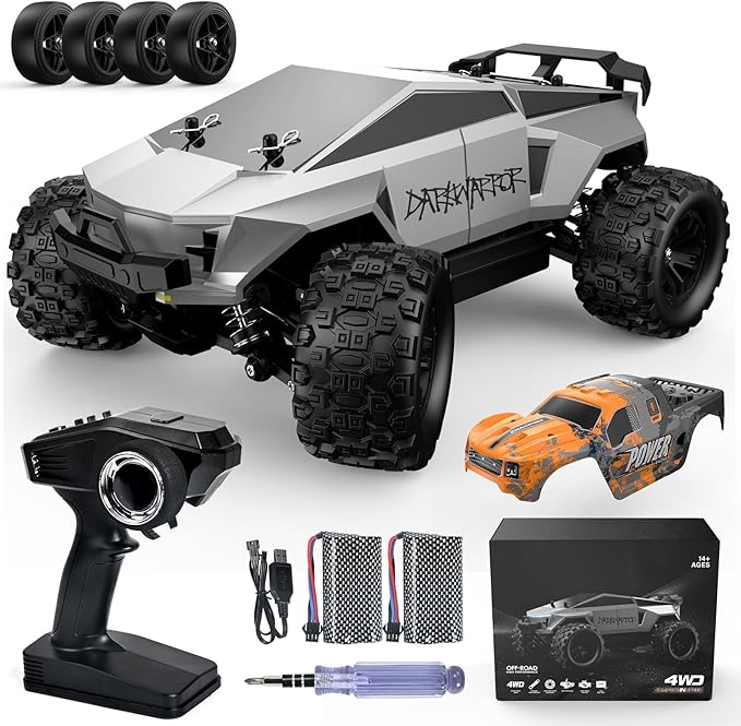 kolegend 2-in-1 RC Cyber Monster Truck &amp Drift Car for Adults 1/18 Scale 4WD 40KM/H All-Terrain Fast RC Car with 2.4Ghz Radio 2 Batteries &amp 2 PVC Shells RTR