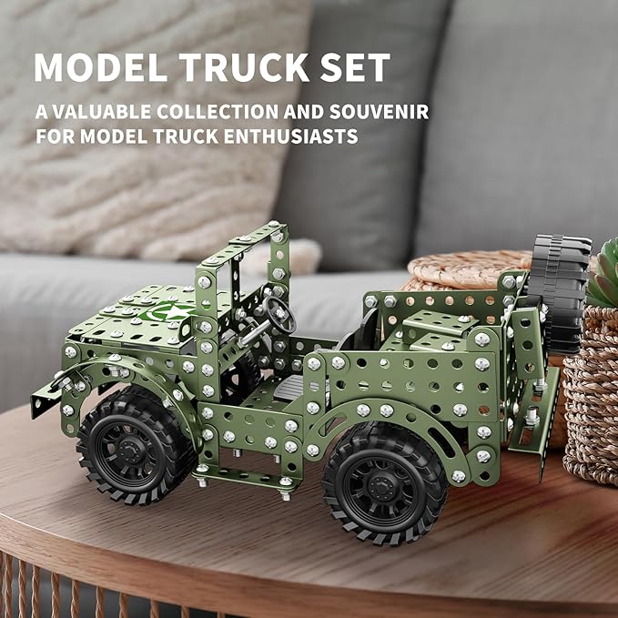 Lucky Doug STEM Building Projects Model Truck Set - Building Toys for Kids Ages 8-12 Assembly Science Army Toys for Boys 8 9 10 11 Years Old