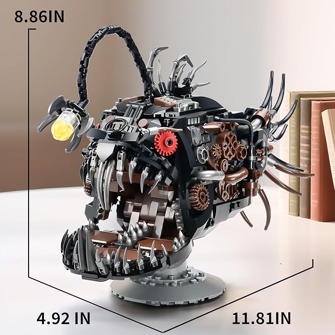 Mechanical Fish Building Sets for AdultOcean Animal Building Display with LightCollection Decor for Home or OfficeCreative Blocks Gift for Adults(1038PCS)