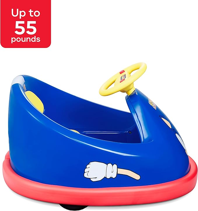 Sonic The Hedgehog Bumper Car for Kids 2 Speed Electric Vehicle Toddler Bumper Car with Remote Control and 360 Degree Turning 6V Motor LED Lights Gifts for Toddlers Large