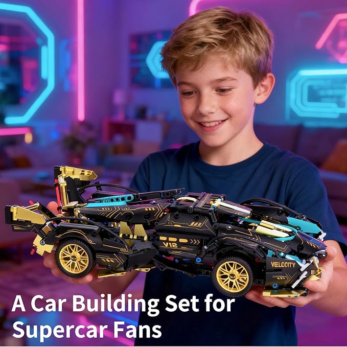 PIKARO Sports Race Car Building Set for Boys &amp Adults 1:14 MOC Toys Racing Model Car Kits Birthday Gifts for Kids Teen Age 8-14 12-16