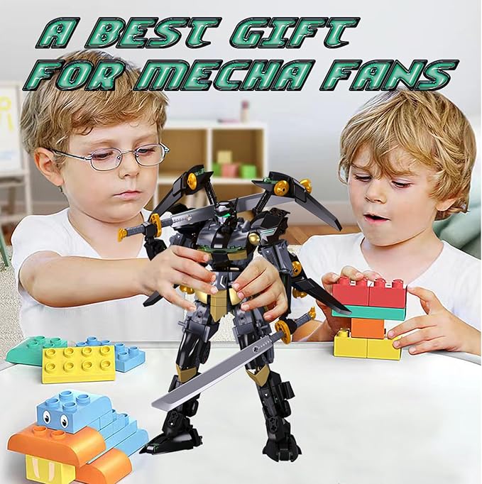 Mech Building Sets Black Robot Mecha Building Kit with Two Knife Collectible Gift for Teens Boys 8+ Compatible with Lego Mech Set 534 PCS