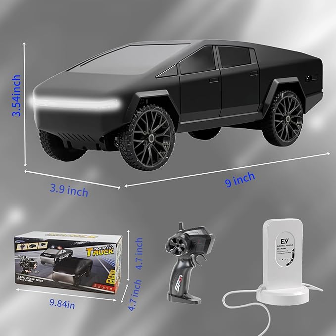 1/24 Scale RC Pickup Truck 2.4GHz Remote Control Car with Toy EV Charger Built-in Rechargeable Battery LED Lights Load Bed Upgraded Steering Gift for Kids Boys &amp Adults