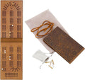 Travel Cribbage Board Game 3 Tracks Leather &amp Solid Bambo-Wood Pocket Sized Tiny Card Game Board