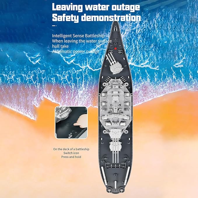 GoolRC Remote Control Warship RC Military Battleship 1:390 Scale Remote Control Boat for Lakes and Rivers 2.4GHz RC Armed Cruiser Boat Model with Low Battery Alarm and 3 Batteries for Adults