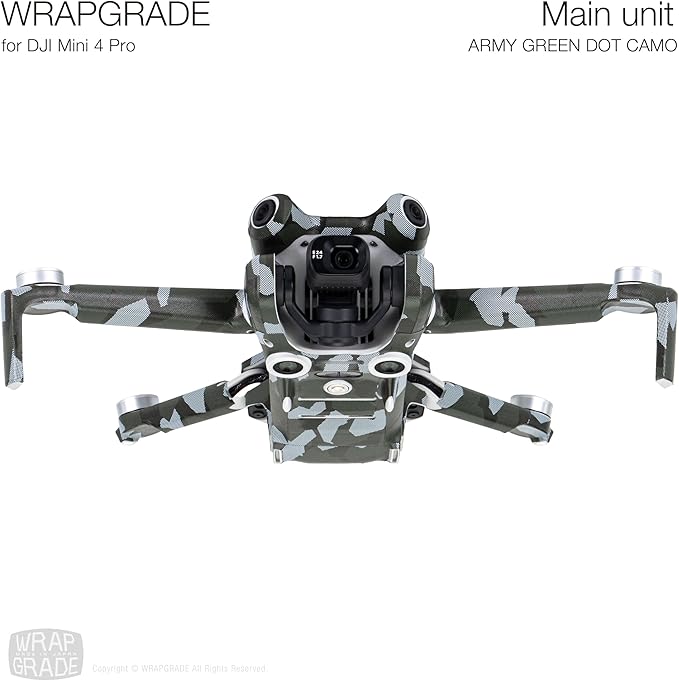 WRAPGRADE Skin Stickers Compatible with DJI Mini 4 Pro | Full Wrap (Army Green Dot Camo)